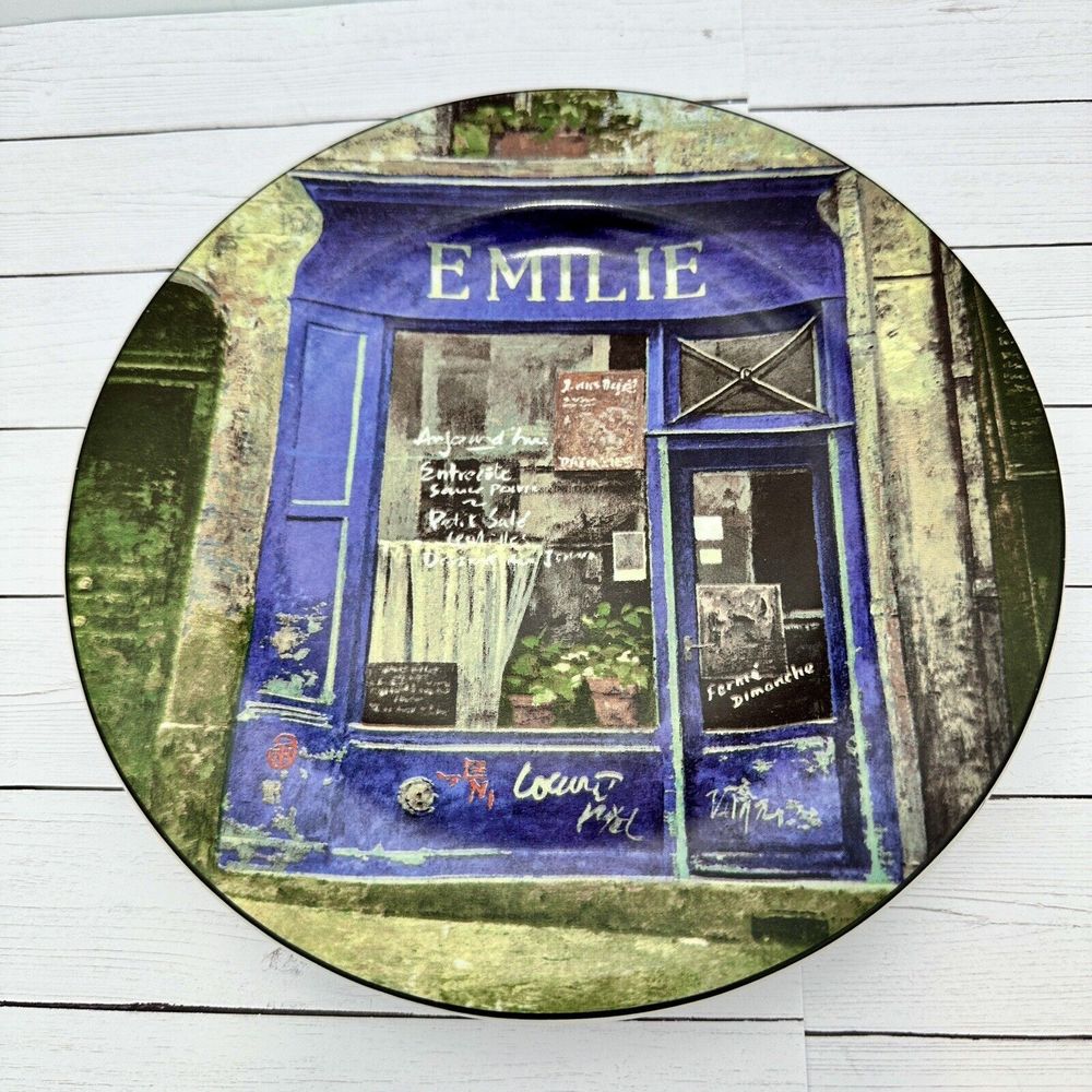 4 French STOREFRONTS 8 " Plates Salad / Dessert Set of 4 by Sakura